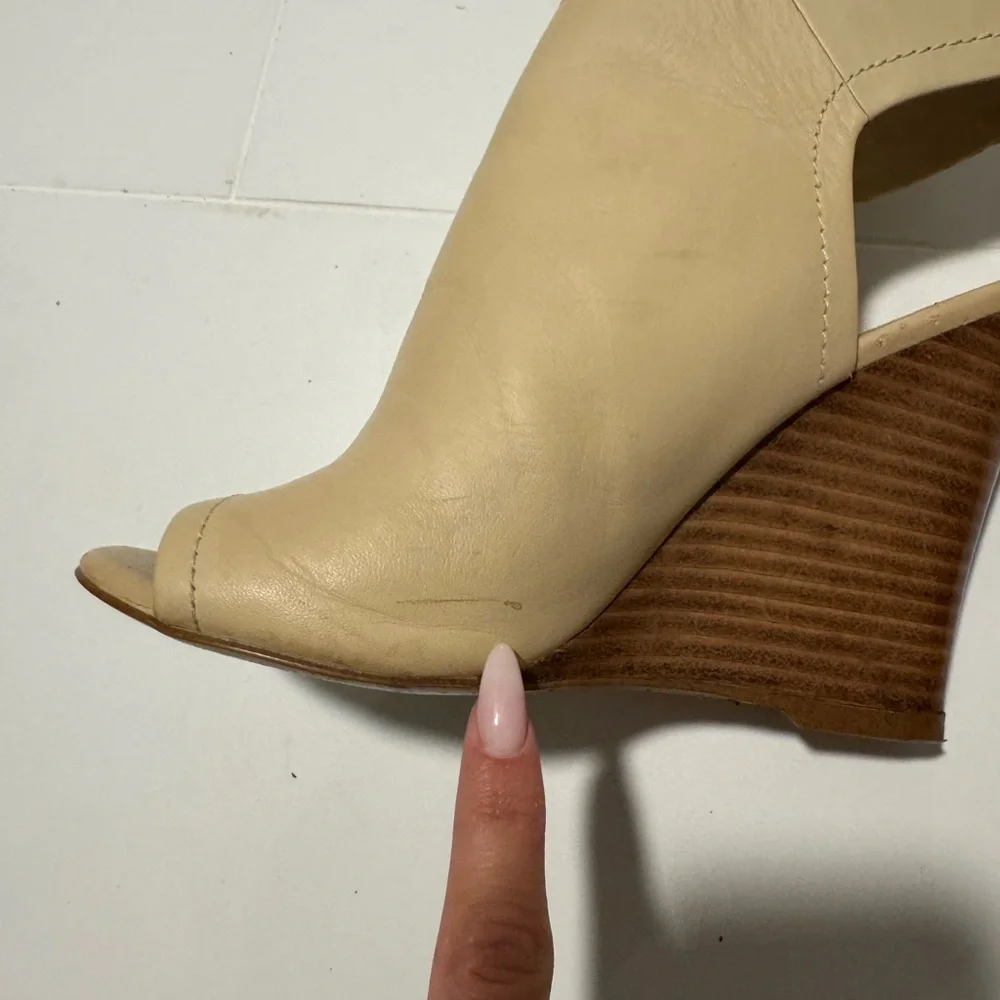 Aldo Cream Peep-Toe Wedges